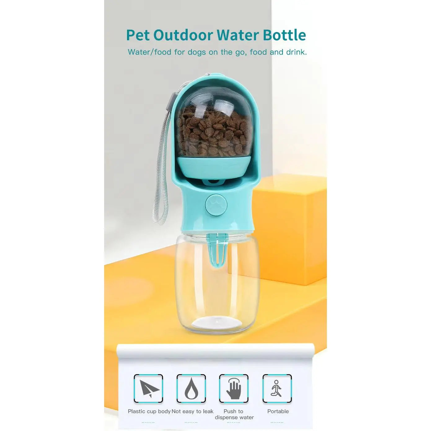 2 in 1 Portable Pet Water Bottle and Feeder 500ML