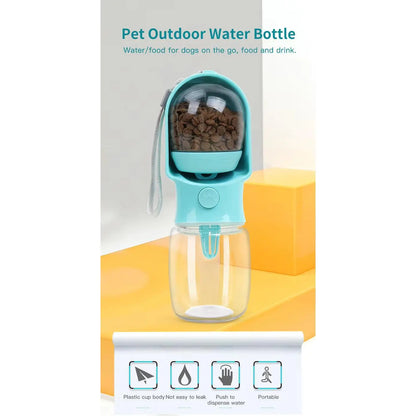 2 in 1 Portable Pet Water Bottle and Feeder 500ML