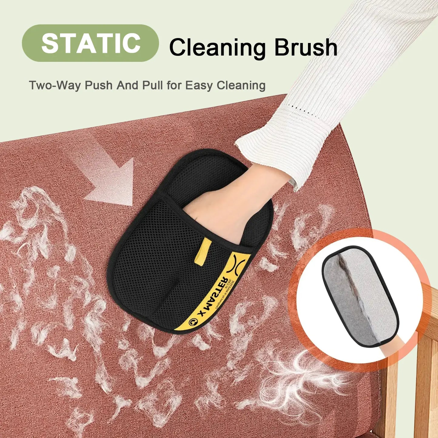 Upgraded Electrostatic Pet Grooming Gloves - Reusable Cat & Dog Hair Remover for Bed, Cat Bed, Scratcher, Cat Tree, Couch, Furniture, Carpet, Premium Cleaning Mitt for Multi-Pet Households Portable Pet Hair Removal Roller,Pet Furremoval Double-Sided