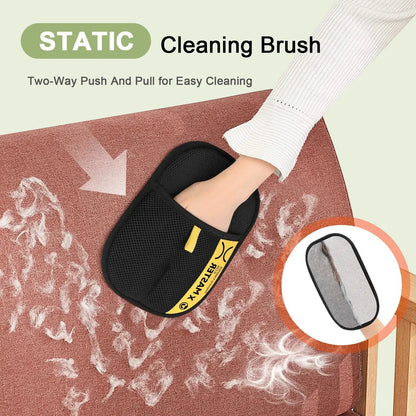 Upgraded Electrostatic Pet Grooming Gloves - Reusable Cat & Dog Hair Remover for Bed, Cat Bed, Scratcher, Cat Tree, Couch, Furniture, Carpet, Premium Cleaning Mitt for Multi-Pet Households Portable Pet Hair Removal Roller,Pet Furremoval Double-Sided