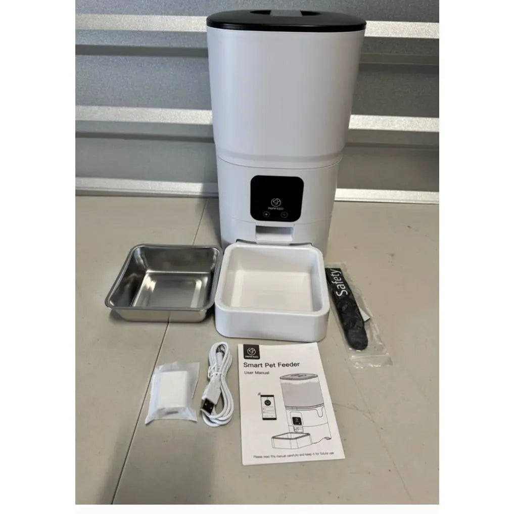 App-Controlled Wi-Fi Pet Food Dispenser with Auto-Feeding, Plastic-Steel Construction, Washable Parts for Dogs and Cats