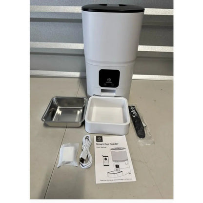 App-Controlled Wi-Fi Pet Food Dispenser with Auto-Feeding, Plastic-Steel Construction, Washable Parts for Dogs and Cats