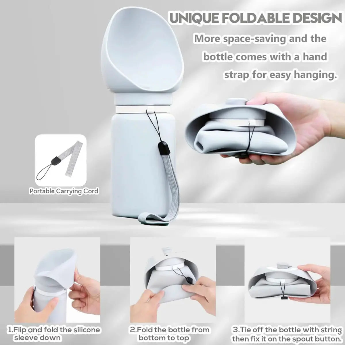 Portable Leak-Proof Dog Water Bottle - Foldable Lightweight Dispenser and Drinking Bowl for Pets (19 Oz) Ideal for Outdoor Activities, Hiking, and Travel